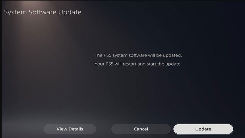 PS5 system software update
